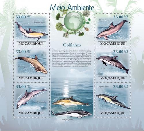Poštové známky Mozambik 2010 Delfíny Mi# 3608-13