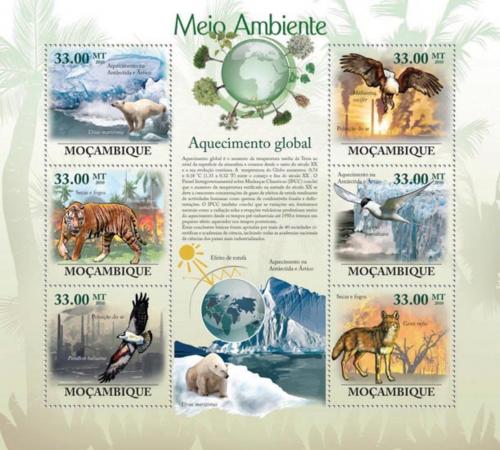 Poštové známky Mozambik 2010 Fauna a globální oteplování Mi# 3644-49