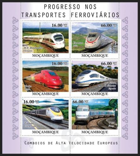 Poštové známky Mozambik 2010 Moderní lokomotívy Mi# 4186-91 Kat 14€