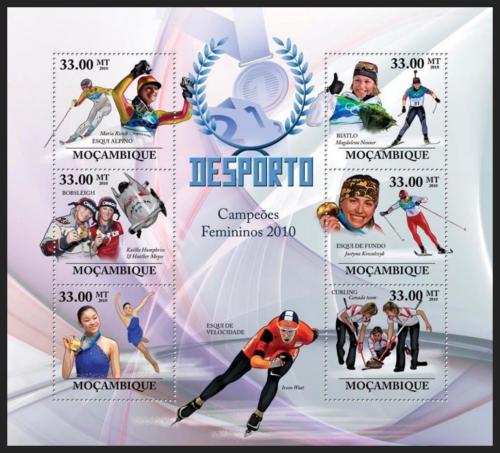 Poštové známky Mozambik 2010 Slavné sportovkynì, zimní sporty Mi# 3752-57 Kat 10€