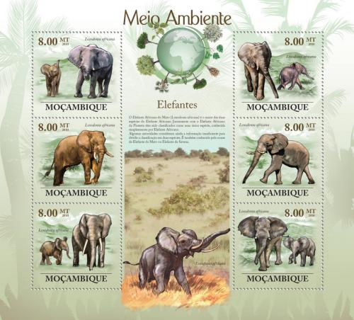 Poštové známky Mozambik 2010 Slony Mi# 3542-47