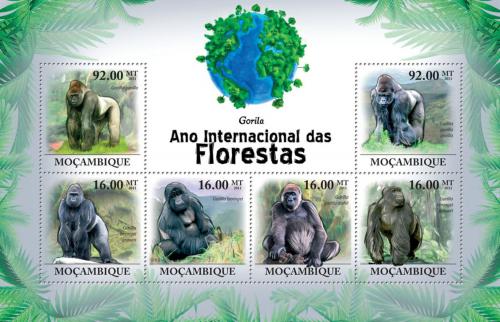 Poštové známky Mozambik 2011 Gorila východní nížinná Mi# 4451-56 Kat 14€