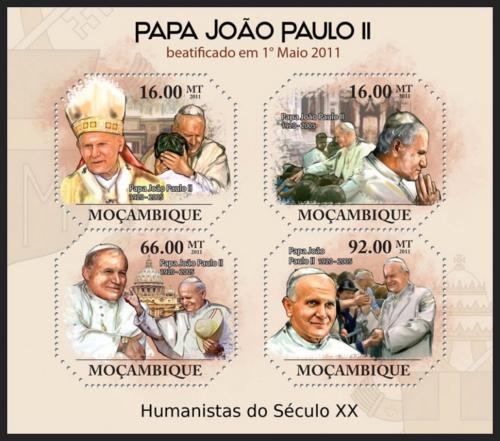 Poštové známky Mozambik 2011 Papež Jan Pavel II. Mi# 4697-4700 Kat 11€