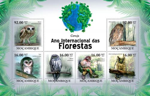 Poštové známky Mozambik 2011 Sovy Mi# 4366-71 Kat 14€
