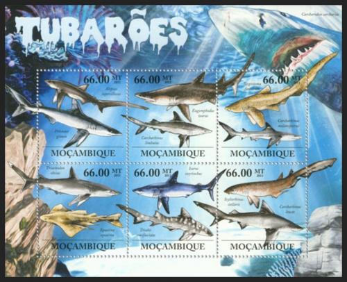 Poštové známky Mozambik 2011 Žraloky Mi# 5337-42 Kat 23€