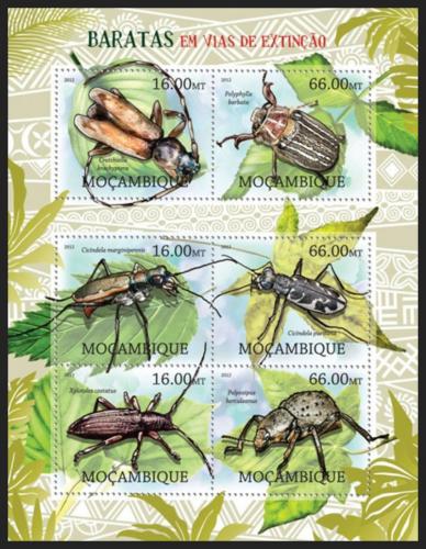 Poštové známky Mozambik 2012 Chrobáky na cestì k vyhynutí Mi# 5747-52 Kat 14€