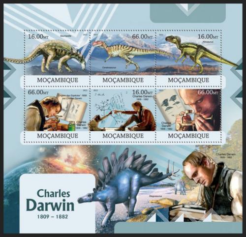Poštovní známky Mosambik 2012 Charles Darwin a dinosauøi Mi# 5867-72 Kat 14€