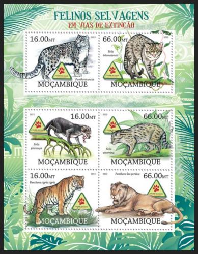 Poštové známky Mozambik 2012 Maèkovité šelmy na cestì k vyhynutí Mi# 5803-08 14€