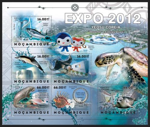 Poštové známky Mozambik 2012 Morská fauna Mi# 6258-63 Kat 14€