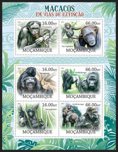 Poštové známky Mozambik 2012 Opice na cestì k vyhynutí Mi# 5824-29 Kat 14€