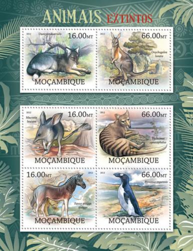 Poštové známky Mozambik 2012 Vyhynulá fauna Mi# 5789-94 Kat 14€