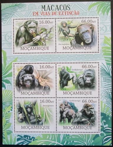 Poštové známky Mozambik 2012 Opice na cestì k vyhynutí Mi# 5824-29 Kat 14€