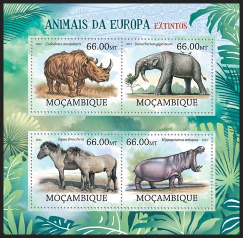 Poštové známky Mozambik 2012 Vyhynulí cicavce Evropy Mi# 5861-64 Kat 15€