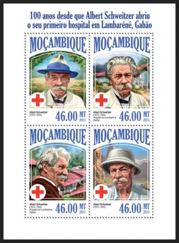 Poštové známky Mozambik 2013 Albert Schweitzer Mi# 7027-30 Kat 11€