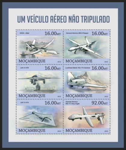 Poštové známky Mozambik 2013 Bezpilotní letadla Mi# 6602-07 Kat 10€