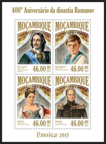 Poštové známky Mozambik 2013 Dynastie Romanovcù Mi# 6837-40 Kat 11€