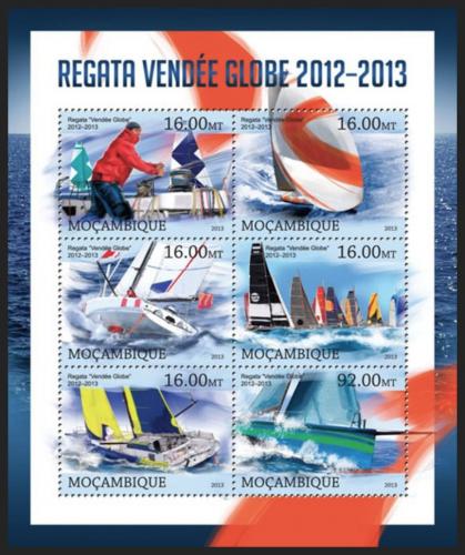 Poštové známky Mozambik 2013 Jachtaøské závody Vendée Globe Mi# 6490-95 Kat 10€