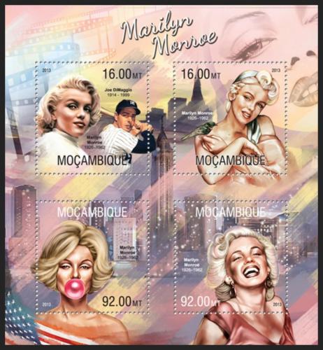 Poštové známky Mozambik 2013 Marilyn Monroe Mi# 6742-45 Kat 13€