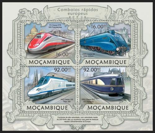 Poštovní známky Mosambik 2013 Moderní lokomotivy Mi# 6324-27 Kat 13€