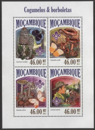 Poštové známky Mozambik 2013 Motýle, huby a skauti Mi# 6942-45 Kat 11€