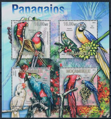 Poštové známky Mozambik 2013 Papagáje Mi# 6687-90 Kat 13€