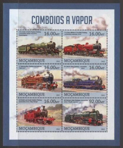 Poštové známky Mozambik 2013 Parní lokomotívy Mi# 6497-6502 Kat 10€