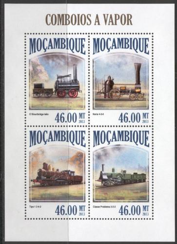 Poštové známky Mozambik 2013 Parní lokomotívy Mi# 6882-85 Kat 11€ 