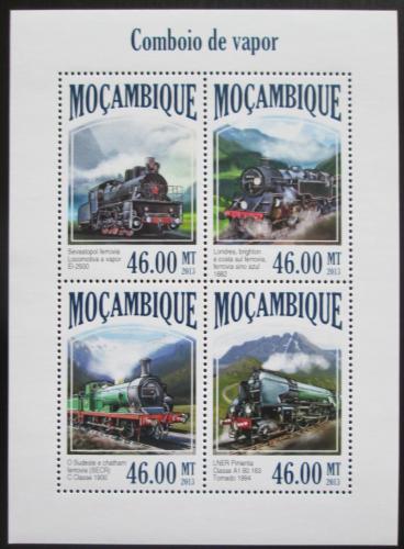 Poštové známky Mozambik 2013 Parní lokomotívy Mi# 6992-95 Kat 11€