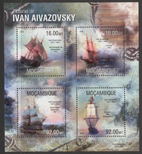 Poštové známky Mozambik 2013 Plachetnice, umenie, Ajvazovskij Mi# 6757-60 Kat 13€