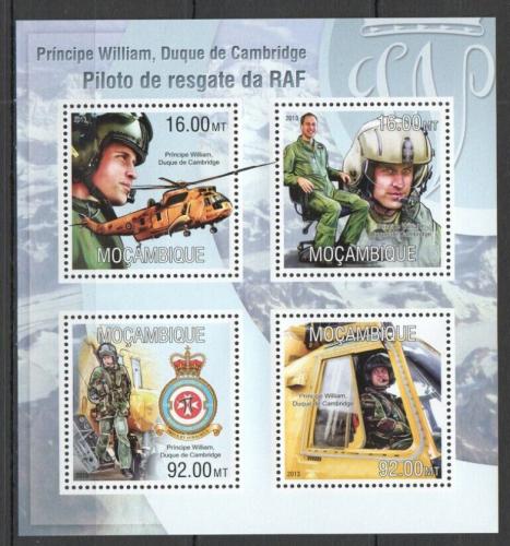 Poštové známky Mozambik 2013 Princ William, pilot RAF Mi# 6767-70 Kat 13€