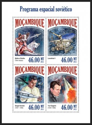 Poštové známky Mozambik 2013 Sovietsky prieskum vesmíru Mi# 7012-15 Kat 11€