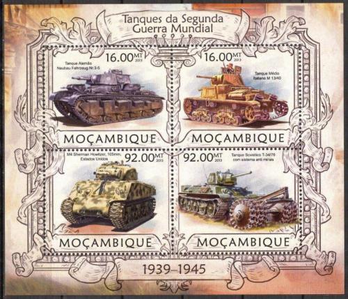 Poštové známky Mozambik 2013 Tanky 2. svìtové války Mi# 6319-22 Kat 13€