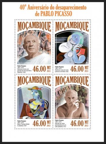 Poštové známky Mozambik 2013 Umenie, Pablo Picasso Mi# 6872-75 Kat 11€