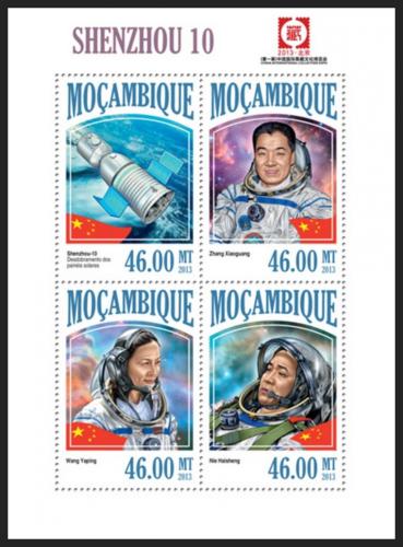Potov znmky Mozambik 2013 Vesmrn projekt Shenzhou 10 Mi# 6927-30 Kat 11 - zvi obrzok