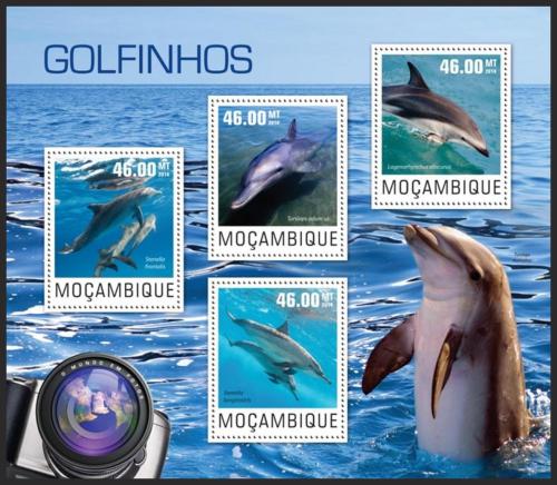 Poštové známky Mozambik 2014 Delfíny Mi# 7625-28 Kat 10€