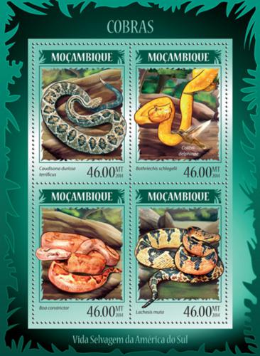 Poštové známky Mozambik 2014 Hady Mi# 7275-78 Kat 11€