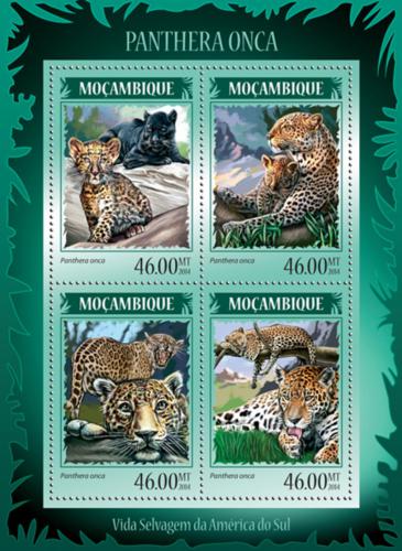 Poštové známky Mozambik 2014 Jaguáøi Mi# 7365-68 Kat 11€