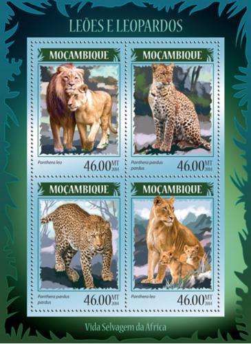 Poštové známky Mozambik 2014 Levy a levharti Mi# 7370-73 Kat 11€