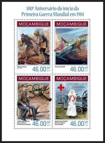 Poštové známky Mozambik 2014 První svìtová válka Mi# 7125-28 Kat 11€