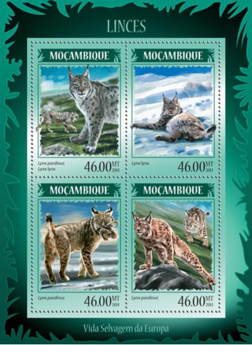 Poštové známky Mozambik 2014 Rysi Mi# 7360-63 Kat 11€