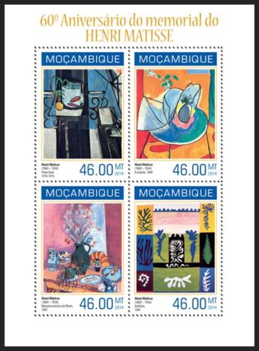 Poštové známky Mozambik 2014 Umenie, Henri Matisse Mi# 7165-68 Kat 11€