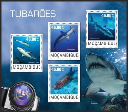 Poštové známky Mozambik 2014 Žraloky Mi# 7570-73 Kat 10€