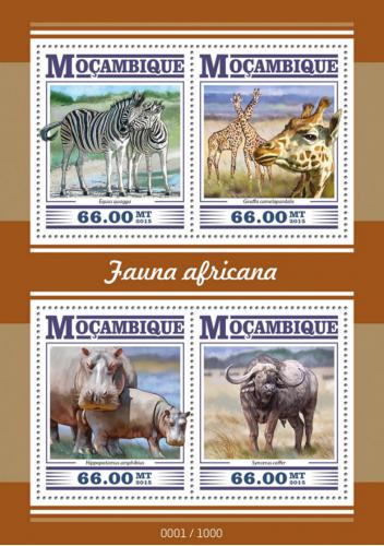 Poštové známky Mozambik 2015 Africká fauna Mi# 8004-07 Kat 15€