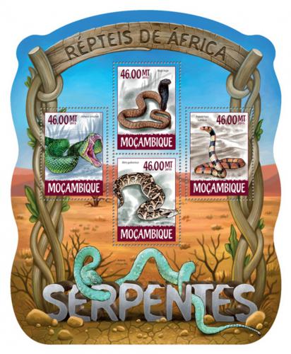 Poštové známky Mozambik 2015 Hady Mi# 7889-92 Kat 10€