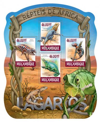 Poštové známky Mozambik 2015 Jašterice Mi# 7894-97 Kat 10€