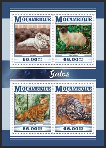 Poštové známky Mozambik 2015 Maèky Mi# 8024-27 Kat 15€