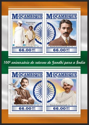Poštové známky Mozambik 2015 Mahátma Gándhí Mi# 8094-97 Kat 15€