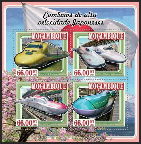 Poštové známky Mozambik 2015 Moderní japonské lokomotívy Mi# 7725-28 Kat 15€