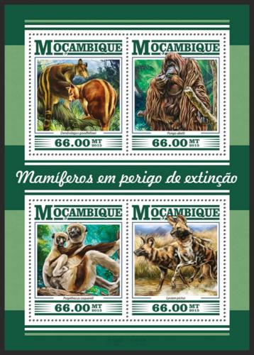 Poštové známky Mozambik 2015 Ohrožená fauna Mi# 8184-87 Kat 15€