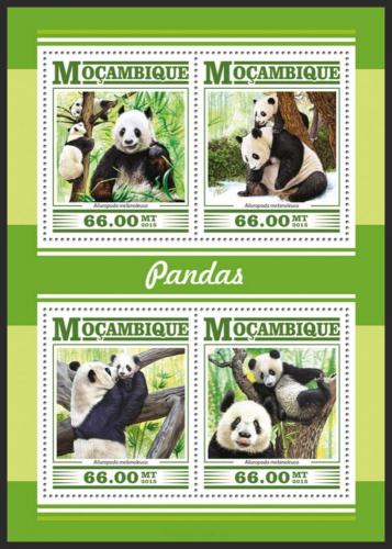 Poštové známky Mozambik 2015 Pandy Mi# 8009-12 Kat 15€